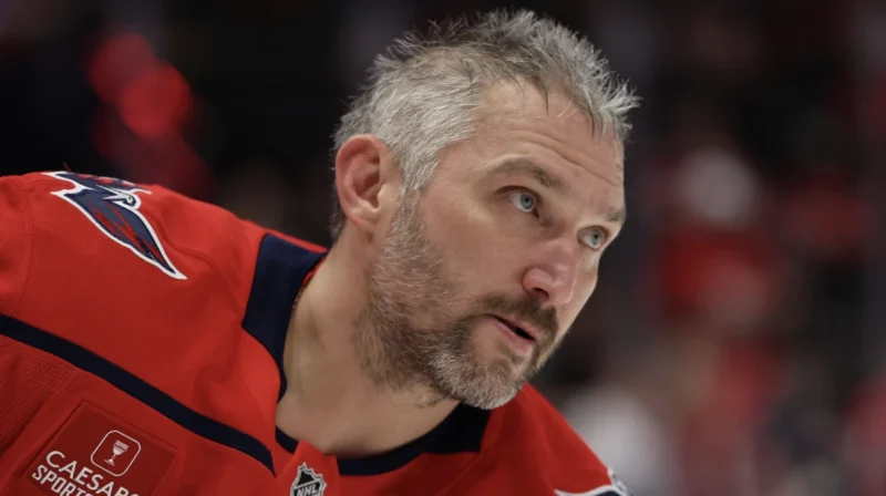 Alexander Ovechkin in the Red Washington Capitals Jersey on the Ice