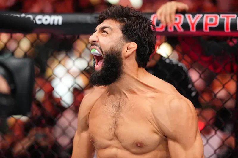 Arman Tsarukyan Celebrates a Win Emotionally in the UFC Cage