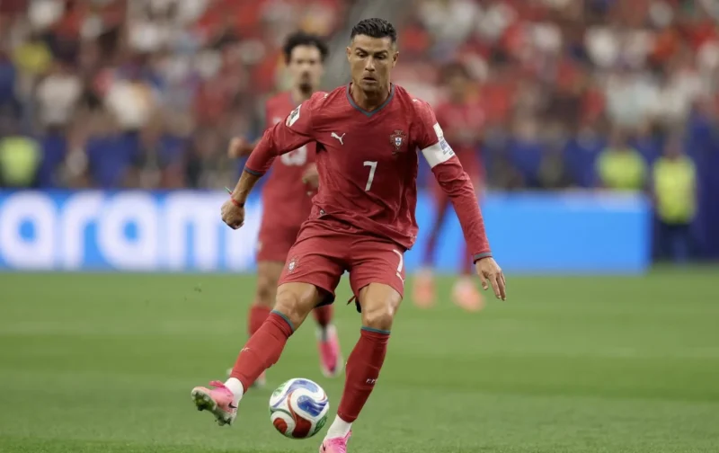 Cristiano Ronaldo in the Portugal Kit with the Ball