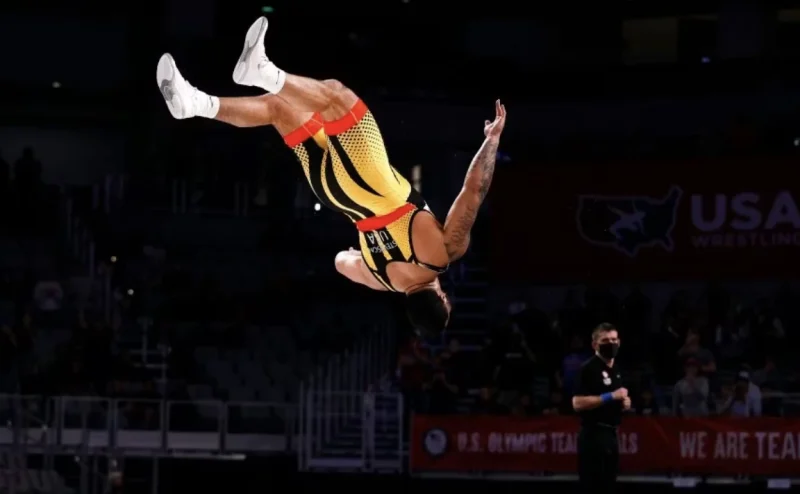 Gable Steveson Performs a Backflip on the Mat After a Win