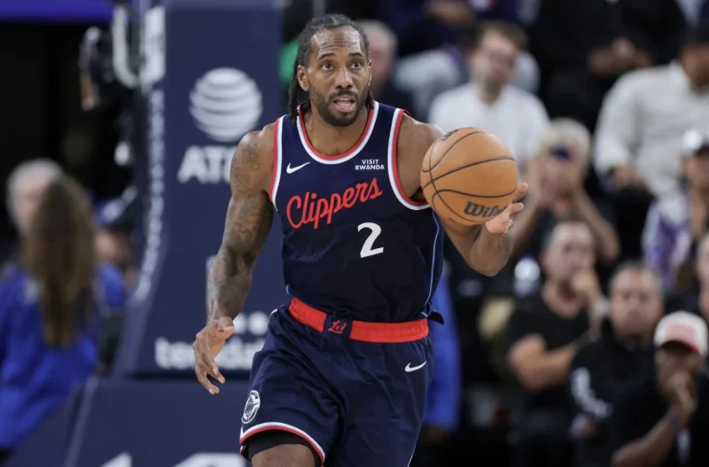 Kawhi Leonard of the Clippers Dribbles the Ball in an NBA Game