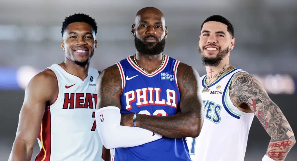 A Collage of NBA Players in Different Team Jerseys
