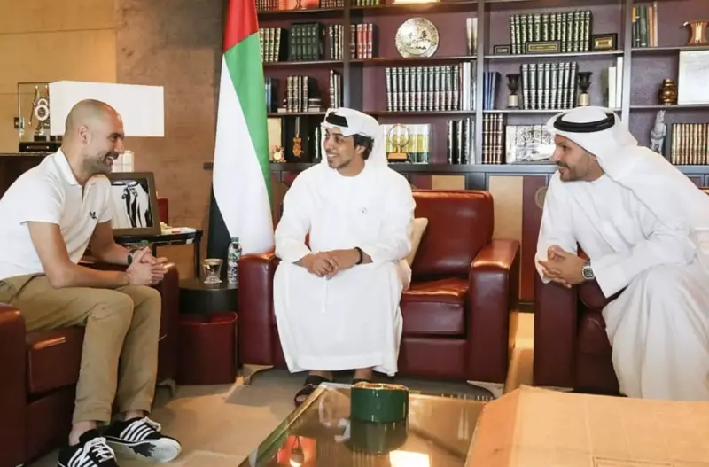 Pep Guardiola at a Meeting with the Manchester City Owners