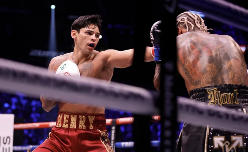 Ryan Garcia Lands a Punch on Conor Benn During the Boxing Bout