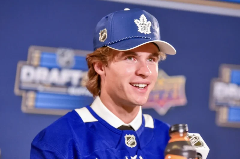 A Toronto Maple Leafs Draft Pick Speaks to the Media at the NHL Draft