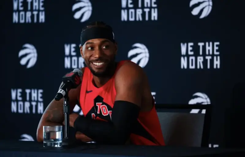 A Toronto Raptors Player at a Press Conference