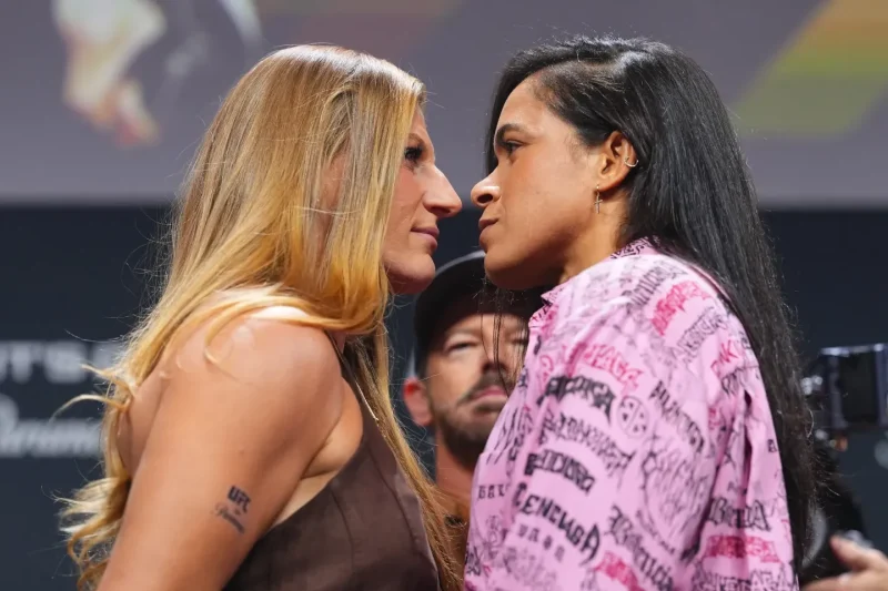 Two Female UFC Fighters Face Off at the Pre Fight Press Conference