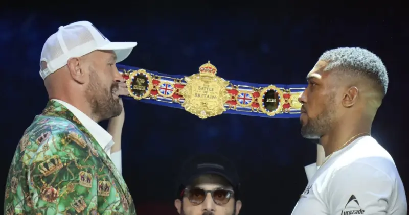 Tyson Fury and Anthony Joshua Face Off by the Battle of Britain Belt